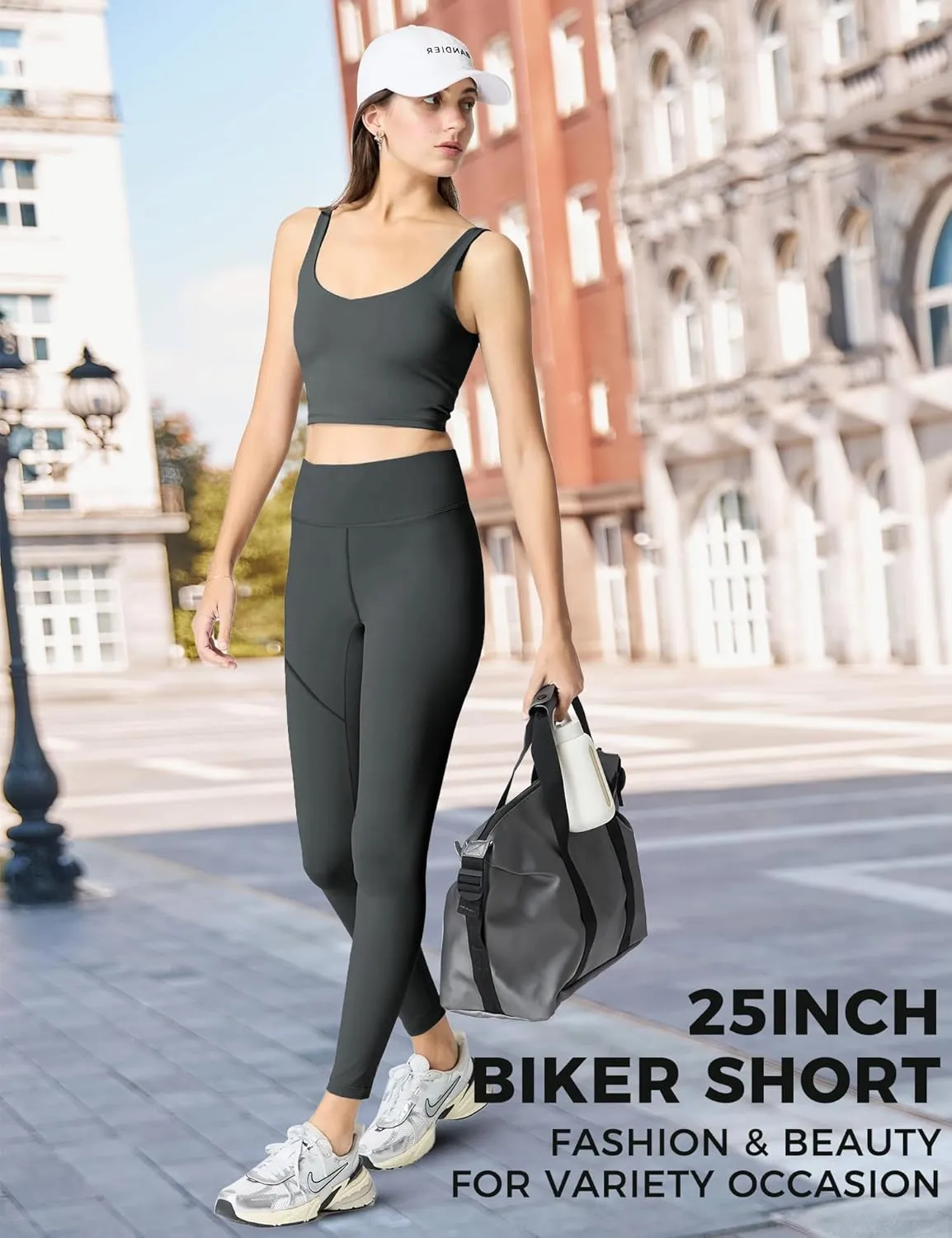 2 Pack Leggings with Pockets for Women 25" Gym Butt Lifting High Waisted Yoga Pants Athletic Workout Leggings