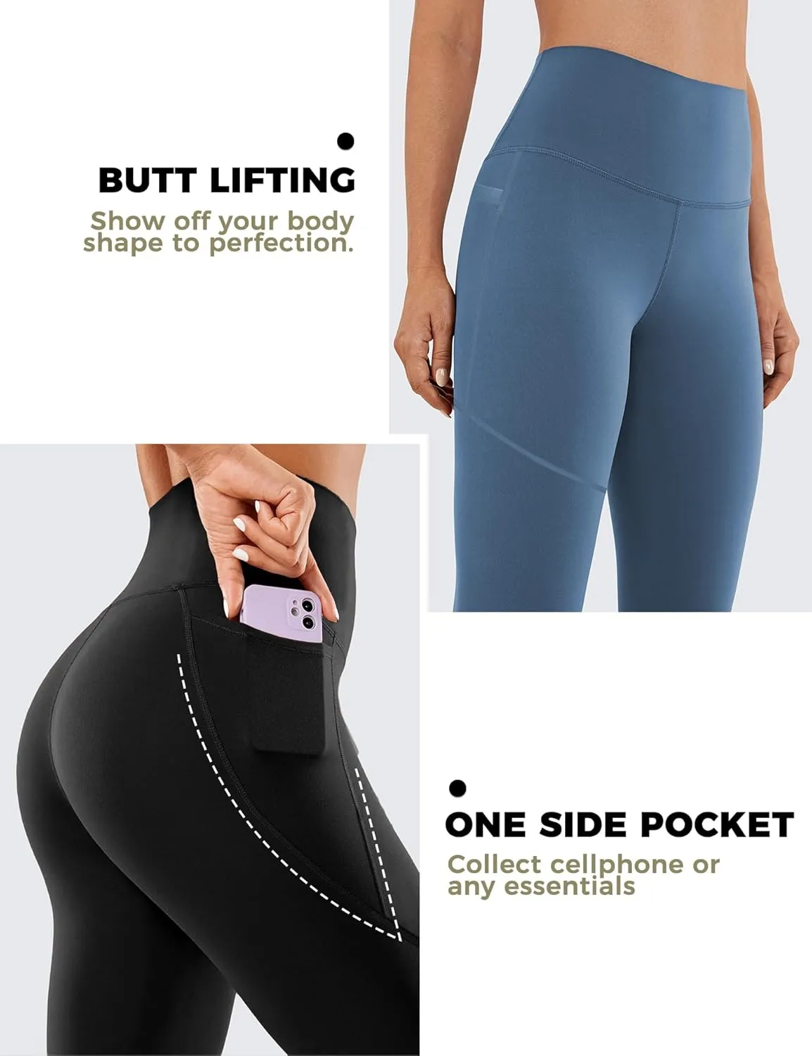 2 Pack Leggings with Pockets for Women 25" Gym Butt Lifting High Waisted Yoga Pants Athletic Workout Leggings