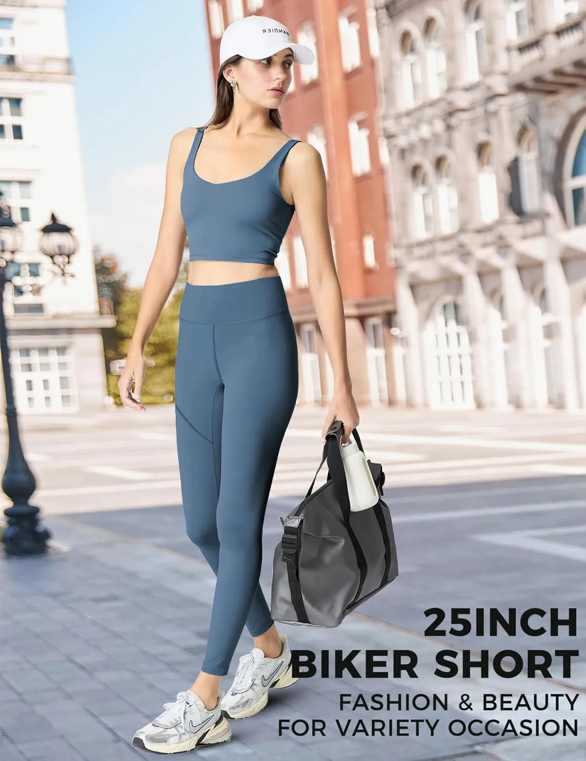 2 Pack Leggings with Pockets for Women 25" Gym Butt Lifting High Waisted Yoga Pants Athletic Workout Leggings