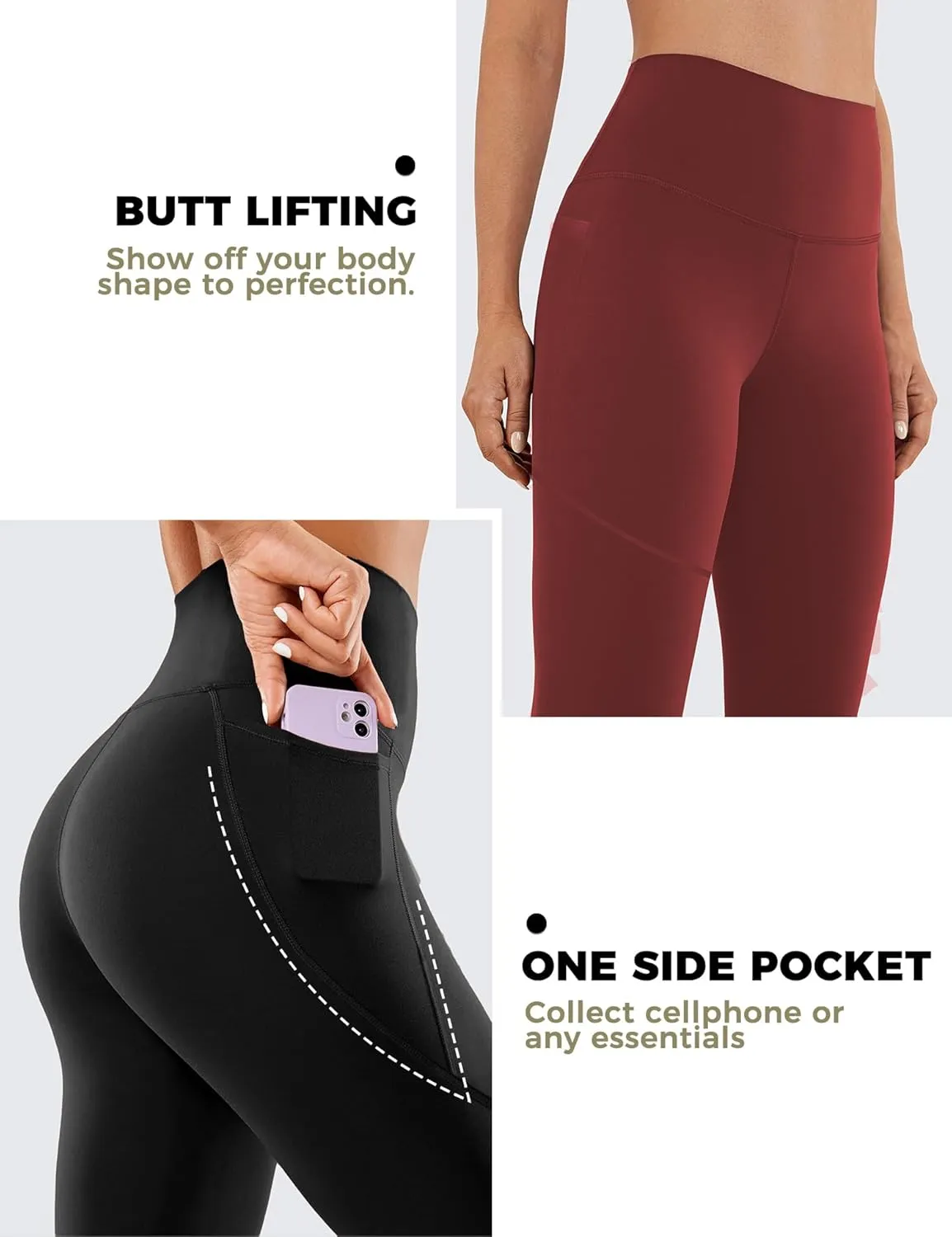 2 Pack Leggings with Pockets for Women 25" Gym Butt Lifting High Waisted Yoga Pants Athletic Workout Leggings