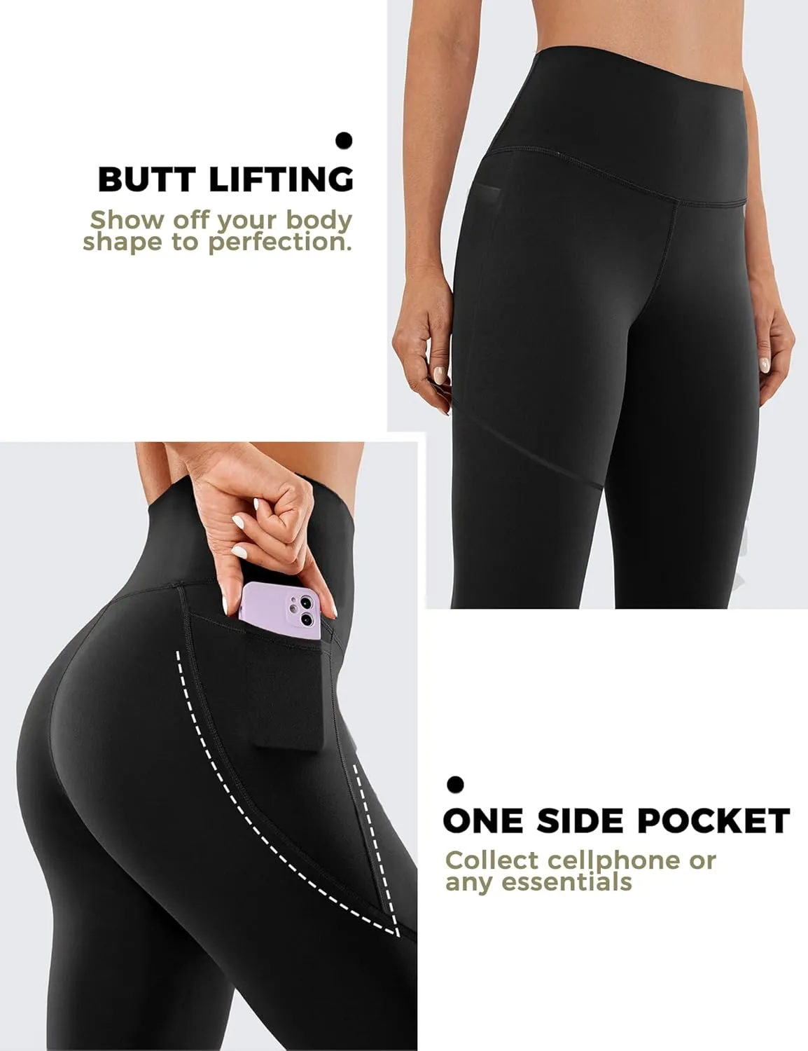 2 Pack Leggings with Pockets for Women 25" Gym Butt Lifting High Waisted Yoga Pants Athletic Workout Leggings