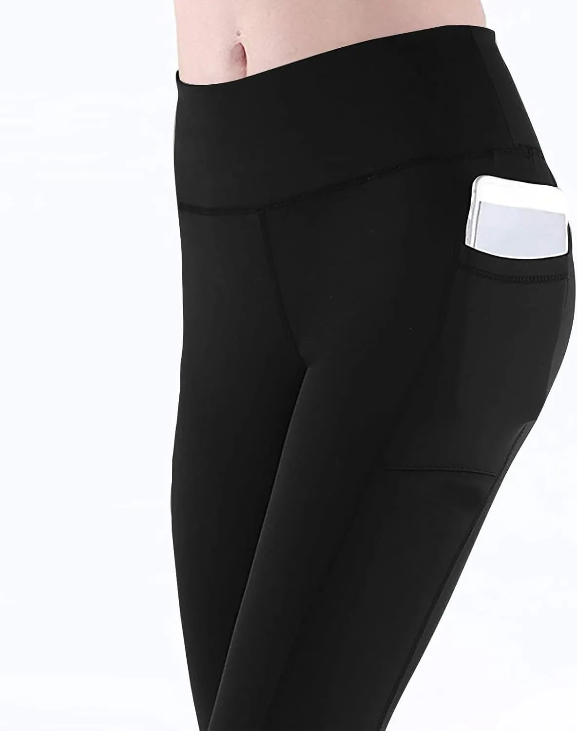 2 Pack Leggings with Pockets for Women High Waist Yoga Pants Tummy Control 4 Way Stretch Running Workout Leggings