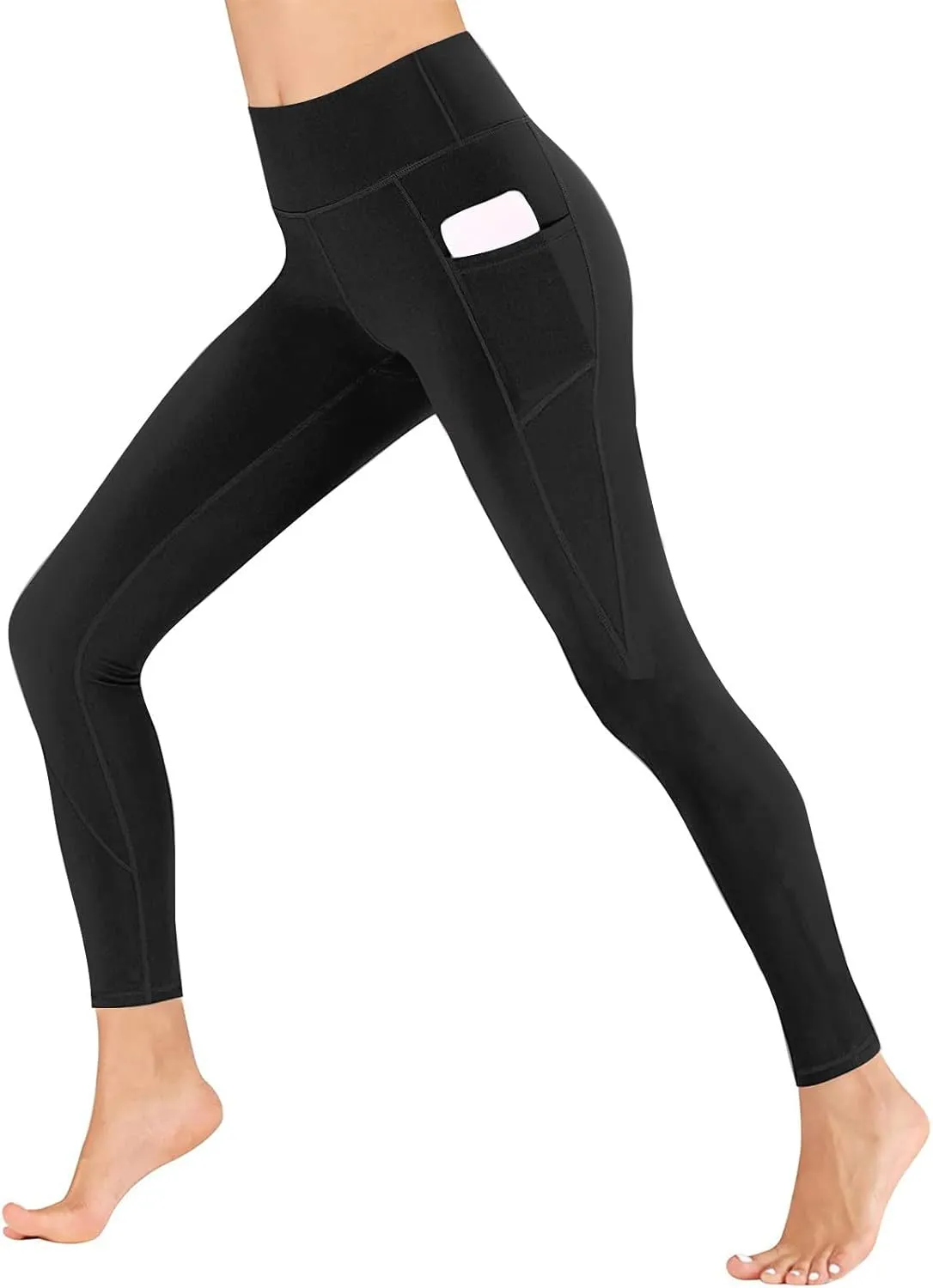 2 Pack Leggings with Pockets for Women High Waist Yoga Pants Tummy Control 4 Way Stretch Running Workout Leggings