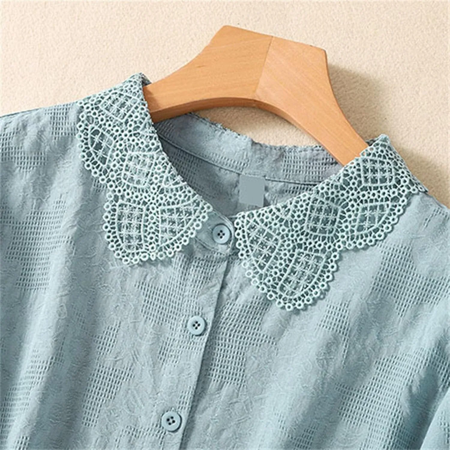 3/4 Length Sleeve Womens Tops Embroidered Print Chinese Shirts Casual Summer Cotton Linen Boho Tops Blouse Clothes