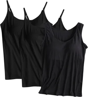 3Pcs Built-in Bra T-Shirt for Women with Padded Bra Workout Yoga Tops Short Sleeves/Sleeveless Cotton Pajama Shirts