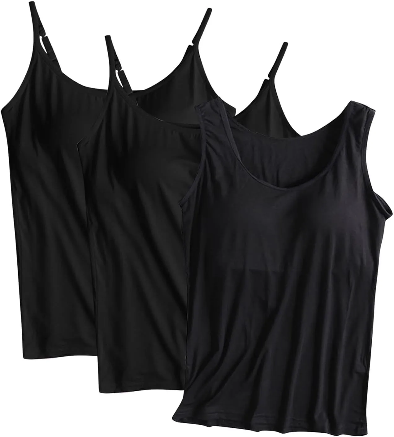3Pcs Built-in Bra T-Shirt for Women with Padded Bra Workout Yoga Tops Short Sleeves/Sleeveless Cotton Pajama Shirts
