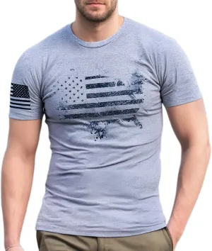 American Flag T-Shirts for Men Retro USA Star Print Sweat Shirts Stretch Slim Muscle Shirt Gym Bodybuilding Tee Tops