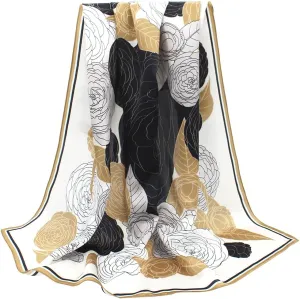 ANDANTINO 100% Pure Mulberry Silk Scarf 35" Large Square Lightweight Headscarf –Women’s Hair Wraps-With Gift Packed