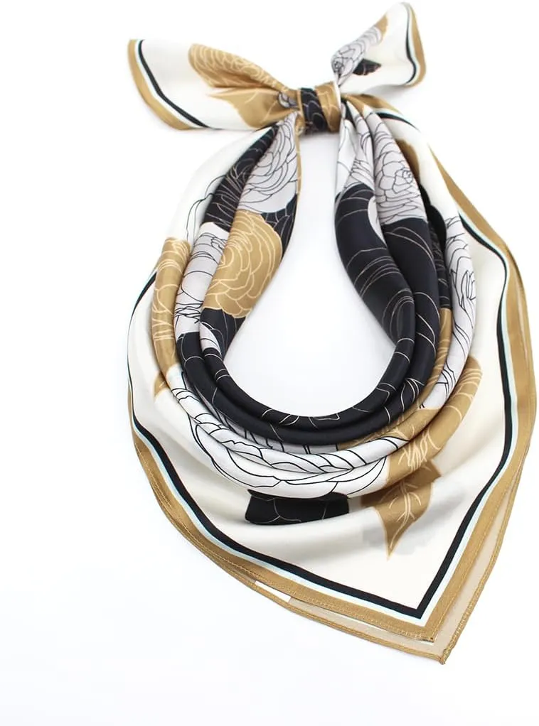ANDANTINO 100% Pure Mulberry Silk Scarf 35" Large Square Lightweight Headscarf –Women’s Hair Wraps-With Gift Packed