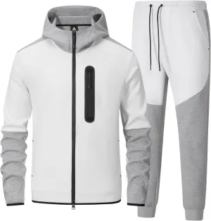 ANOTWENER Mens Tracksuit 2 Piece Hoodie Long Sleeve Full Zip Activewear Jogging Casual Sweatsuit Running Sets for Men