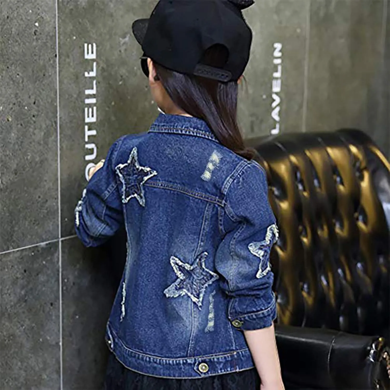 ASHER FASHION Denim Jackets Girl Denim Jackets Classic Basic Button Down Coat Girls' Outwear