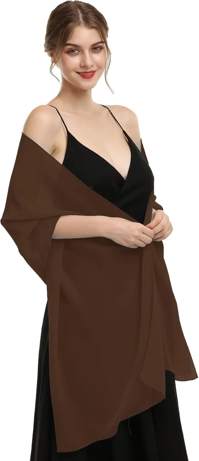 Baoqiya Women's Shawls and Wraps for Evening Dress Chiffon Shawl Soft Elegant Silky Pashmina Wedding Bridal Scarf
