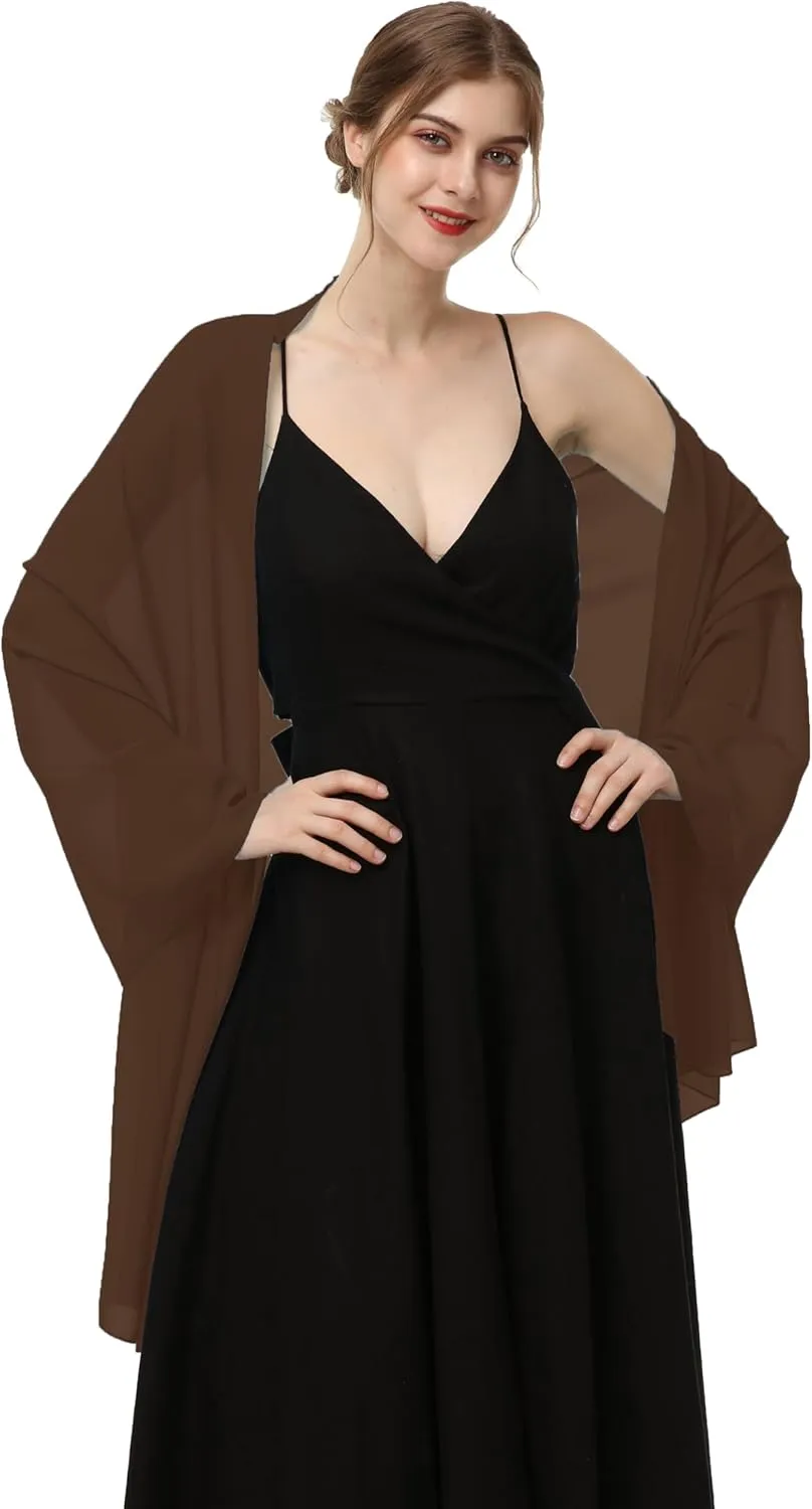 Baoqiya Women's Shawls and Wraps for Evening Dress Chiffon Shawl Soft Elegant Silky Pashmina Wedding Bridal Scarf