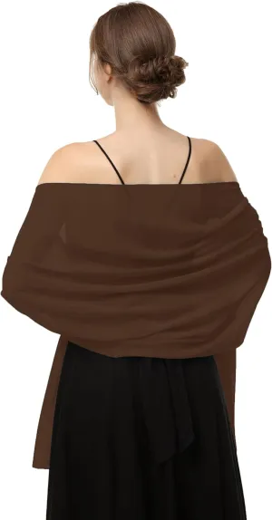 Baoqiya Women's Shawls and Wraps for Evening Dress Chiffon Shawl Soft Elegant Silky Pashmina Wedding Bridal Scarf