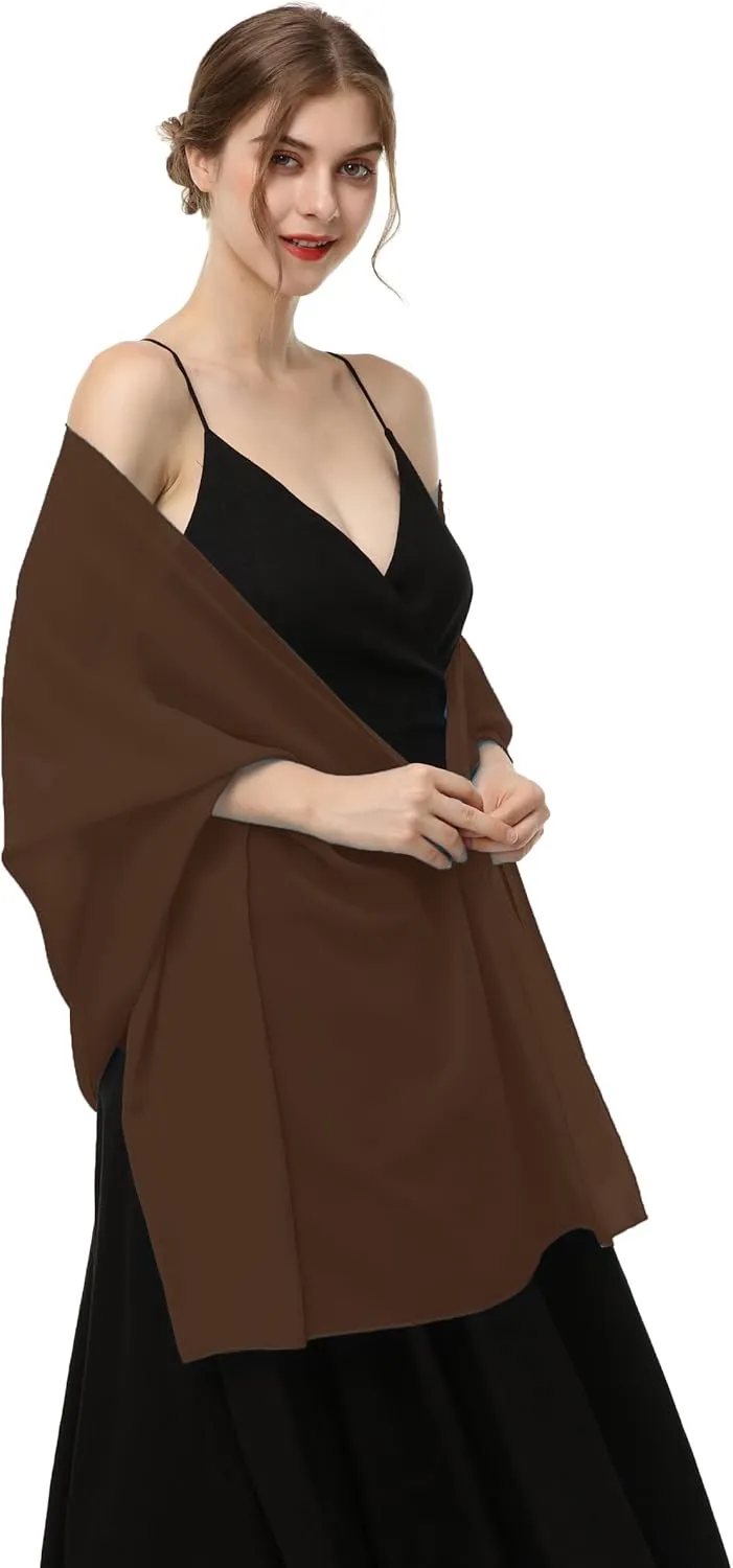 Baoqiya Women's Shawls and Wraps for Evening Dress Chiffon Shawl Soft Elegant Silky Pashmina Wedding Bridal Scarf