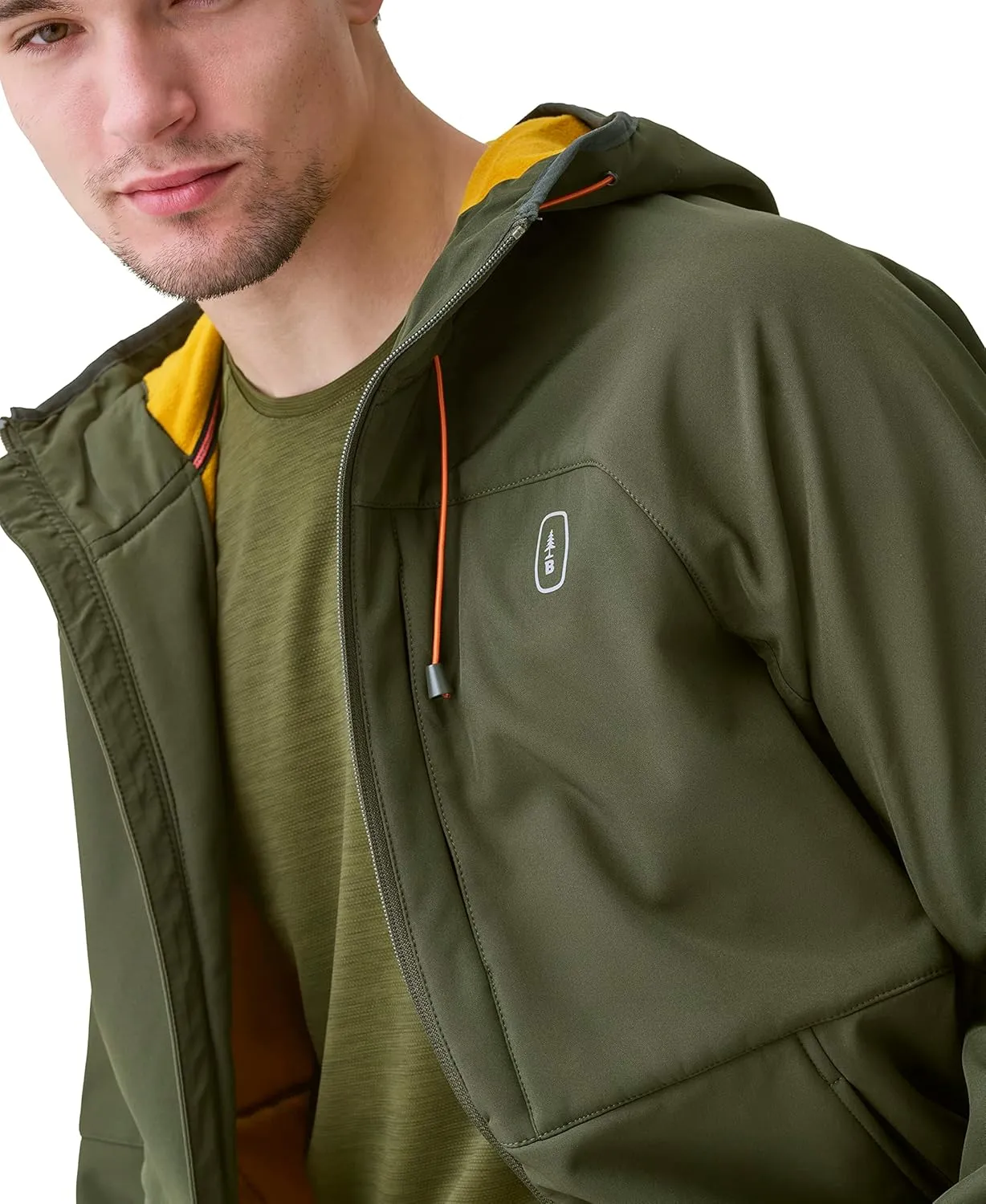 BASS OUTDOOR Men's Firebird Softshell Full Zip Hooded Rain Jacket