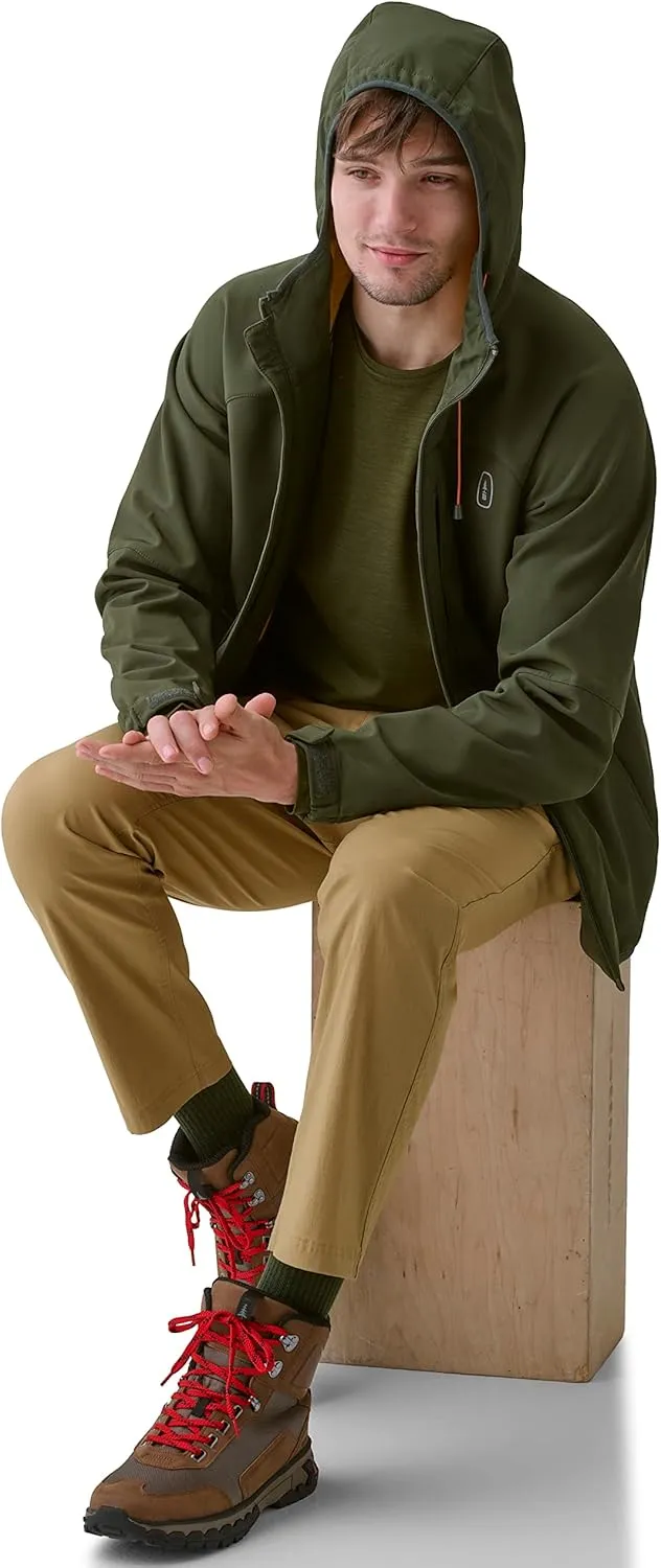 BASS OUTDOOR Men's Firebird Softshell Full Zip Hooded Rain Jacket