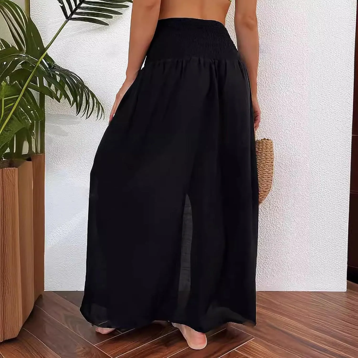 Beach Sarong Pareo Womens Semi-Sheer Swimwear Cover Ups High Split Short Skirt Bikini Bathing Suit Swimsuit Wraps