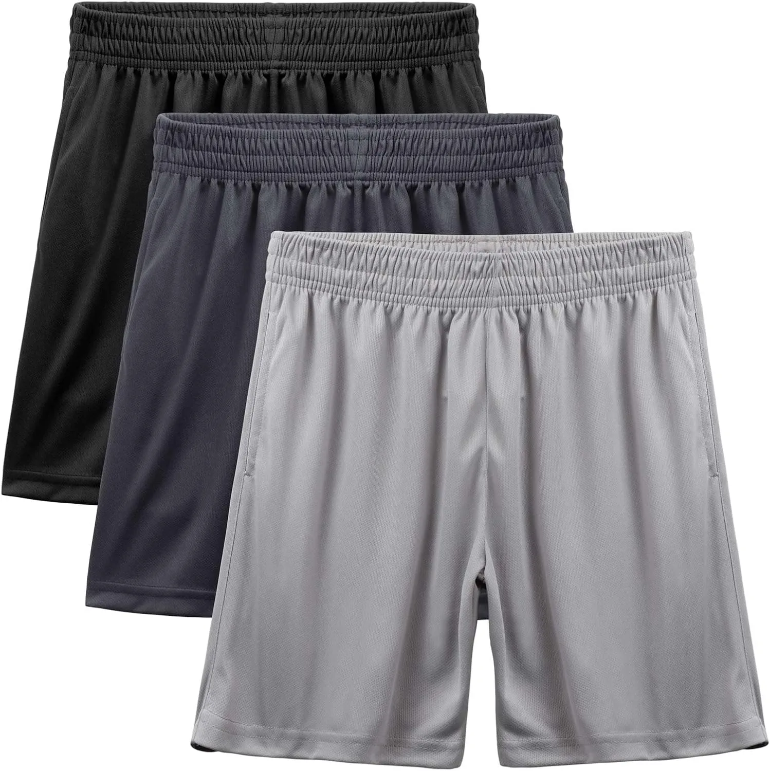 BEARAE Boys Athletic Shorts, Quick Dry Youth Basketball Shorts with Pockets Elastic Waistband, Sport Cargo Short Activewear