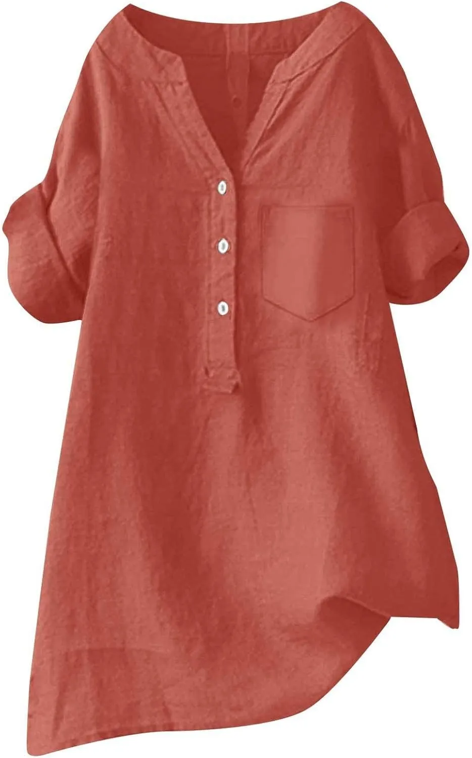 Boho Linen Tops for Women 2025 Gauze Short Sleeve V Neck Button Loose Fit Blouses Vacation Dress Casual Tunic Tops