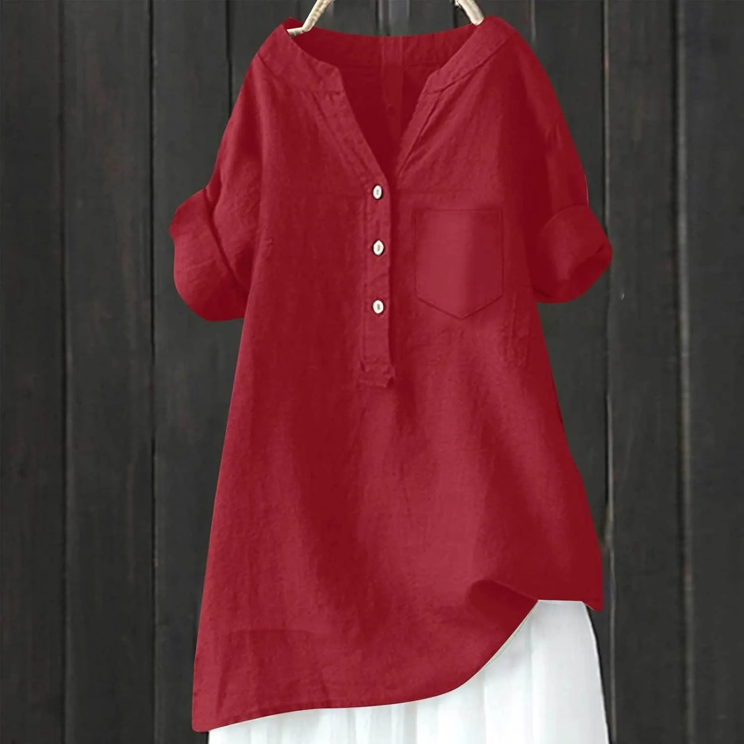 Boho Linen Tops for Women 2025 Gauze Short Sleeve V Neck Button Loose Fit Blouses Vacation Dress Casual Tunic Tops