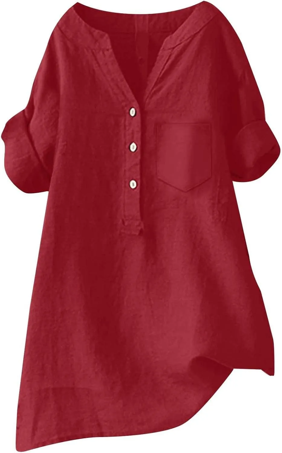 Boho Linen Tops for Women 2025 Gauze Short Sleeve V Neck Button Loose Fit Blouses Vacation Dress Casual Tunic Tops