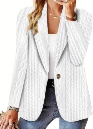 Business Blazer for Women Casual Button Open Front Jackets Lapel Long Sleeve Jacket Work Office Blazers