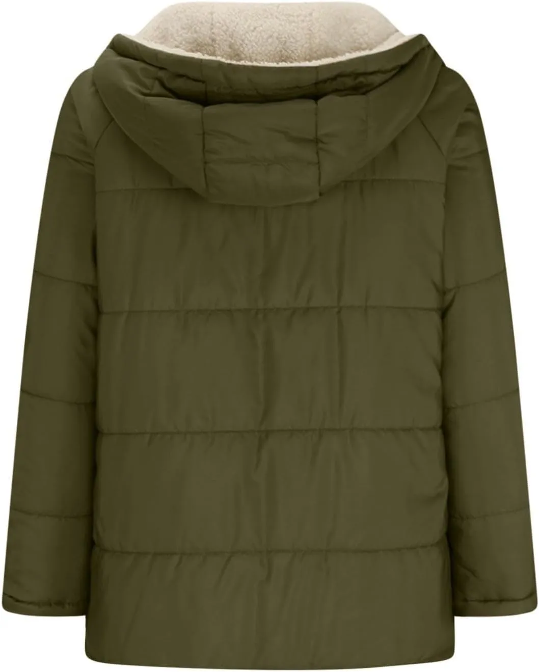 Canbebig Women's Quilted Winter Coats Hooded Fleece Jacket Warm Reversible Sherpa-Lined Jackets Full Zip Puffer Hoodies Coat