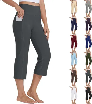 Capri Yoga Pants for Women Dressy Casual Soft High Waisted Tummy Control Leggings with Pockets Workout Gym Outfit