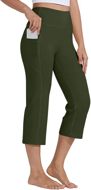 Capri Yoga Pants for Women Dressy Casual Soft High Waisted Tummy Control Leggings with Pockets Workout Gym Outfit