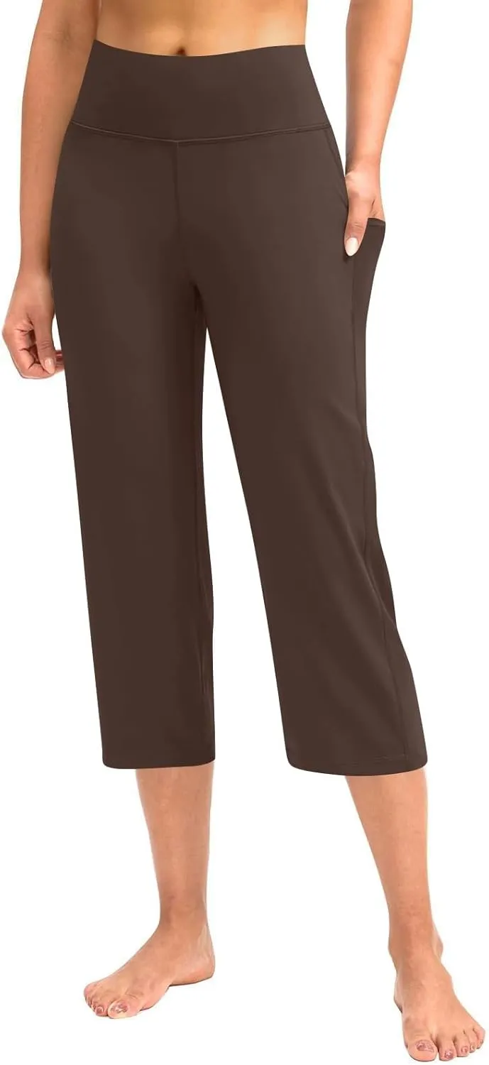 Capri Yoga Pants for Women Dressy Casual Soft High Waisted Tummy Control Leggings with Pockets Workout Gym Outfit