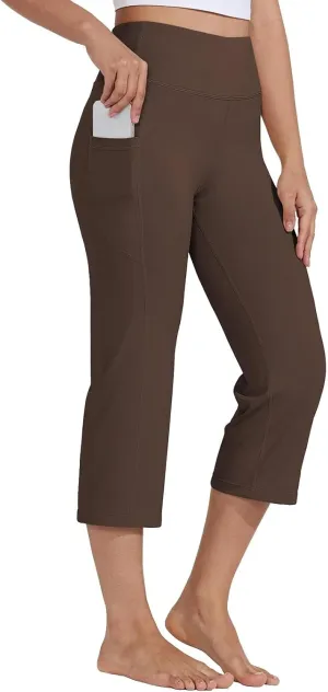 Capri Yoga Pants for Women Dressy Casual Soft High Waisted Tummy Control Leggings with Pockets Workout Gym Outfit