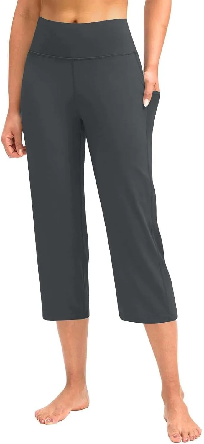 Capri Yoga Pants for Women Dressy Casual Soft High Waisted Tummy Control Leggings with Pockets Workout Gym Outfit