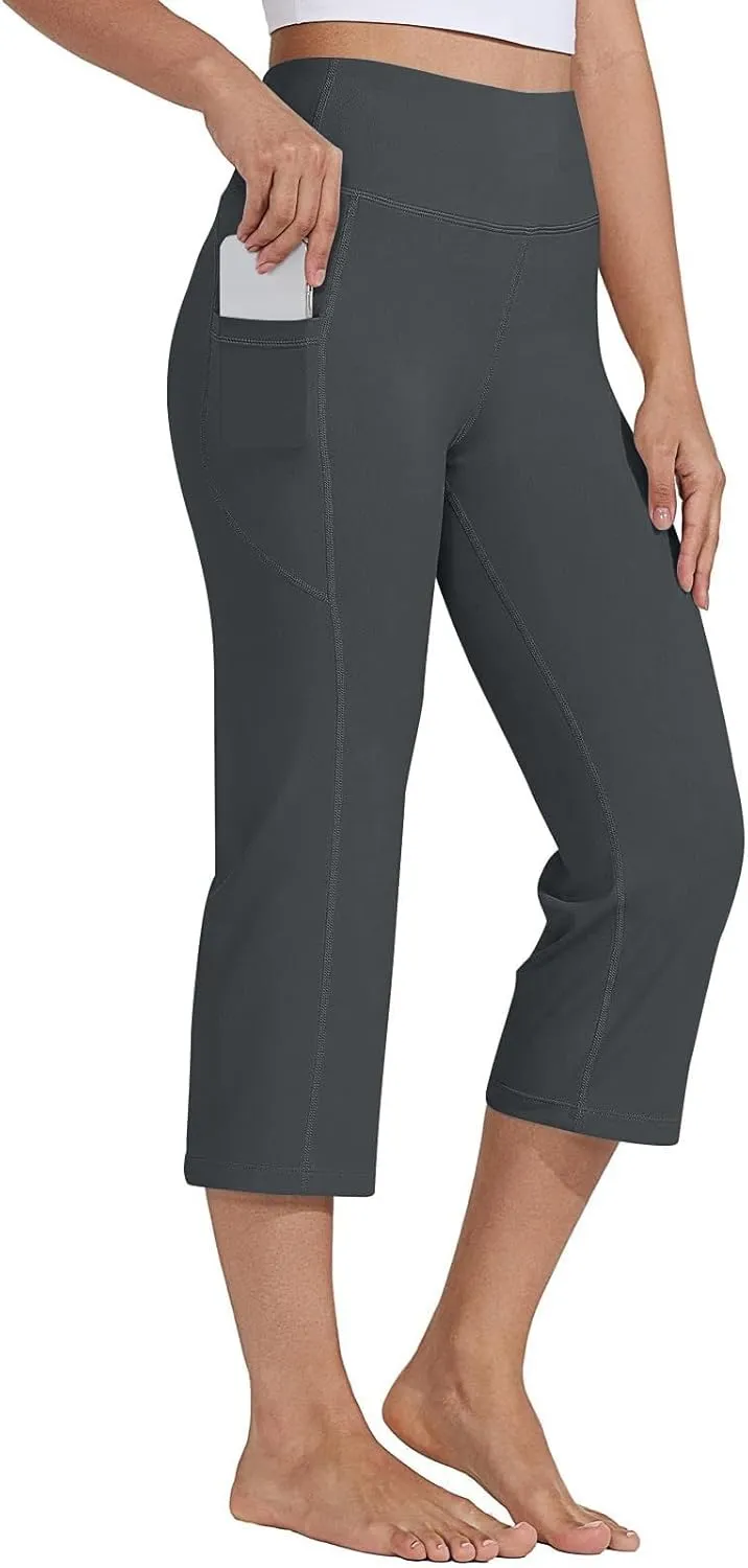 Capri Yoga Pants for Women Dressy Casual Soft High Waisted Tummy Control Leggings with Pockets Workout Gym Outfit