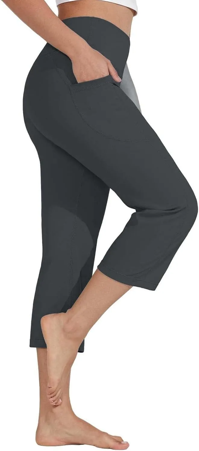 Capri Yoga Pants for Women Dressy Casual Soft High Waisted Tummy Control Leggings with Pockets Workout Gym Outfit