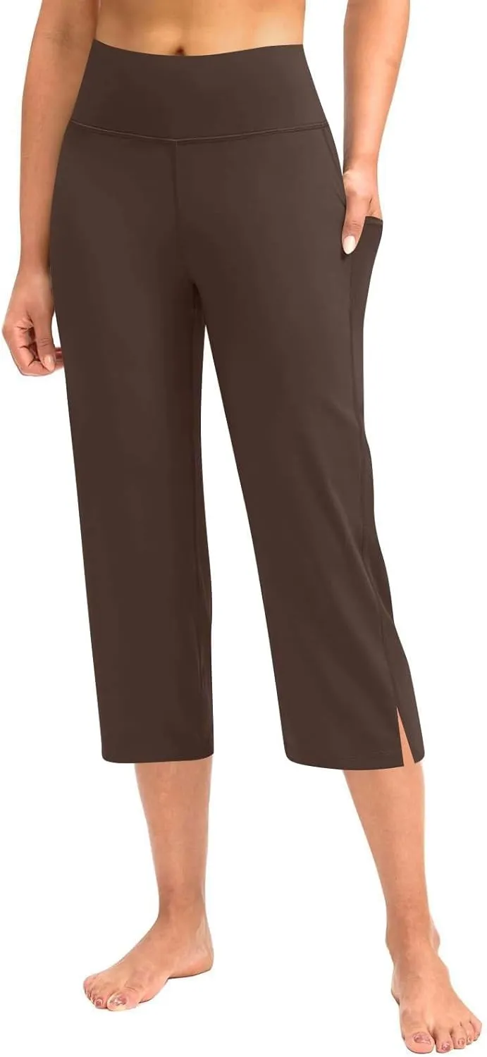 Capri Yoga Pants for Women Straight Dressy Casual Cropped Pants High Waist Tummy Control Leggings Workout Gym Outfits