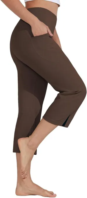 Capri Yoga Pants for Women Straight Dressy Casual Cropped Pants High Waist Tummy Control Leggings Workout Gym Outfits
