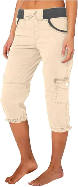 Cargo Capri Pants for Women 2025 Fashion Hiking Jogger Cropped Pants Stretch High Waisted Running Workout Activewear