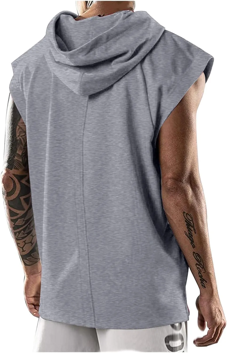 Casual Men Workout Tank Tops Cap Sleeve Hoody Shirts Muscle Fit Pullover Basic Shirt Running Active Solid Tees