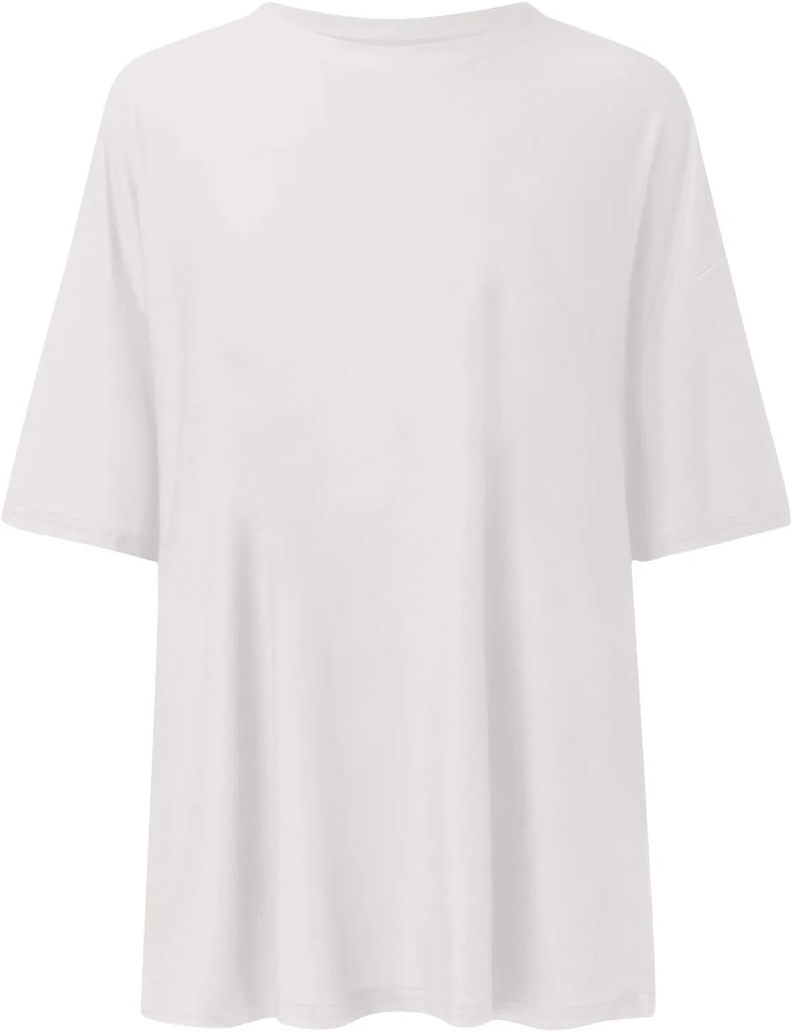 Casual T Shirts for Women Oversized Solid Short Sleeve Tees Plus Size Crew Neck Drop Shoulder Summer Basic Daily Tops