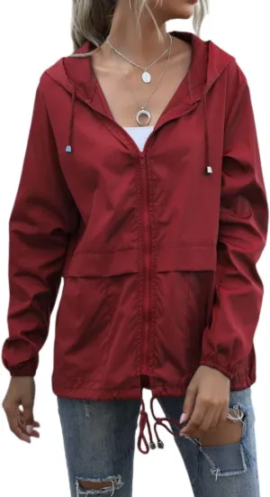 Cdiecer Women Rain Jackets Waterproof Windproof Jacket Lightweight Hooded Windbreaker Outdoor Casual Raincoat