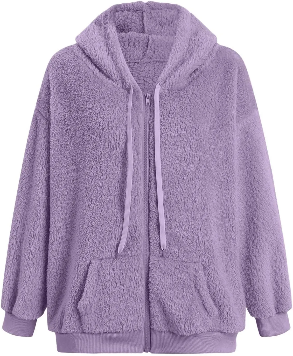 Ceboyel Women Fuzzy Fleece Jacket Faux Shearling Oversized Hoodie Coats Full Zip Up Hooded Teddy Coat Trendy Winter Outwear