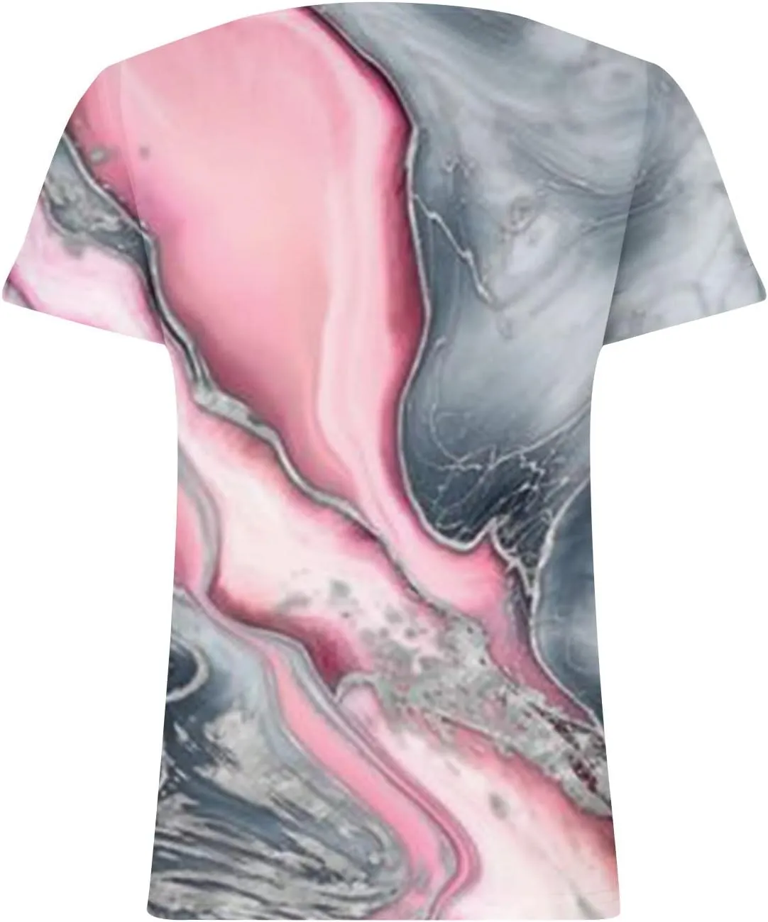 Ceboyel Womens Marble Print Casual T-Shirt Hollow Short Sleeve Blouses Tshirts V Neck Summer Tee Tops Cute Fashion Clothing