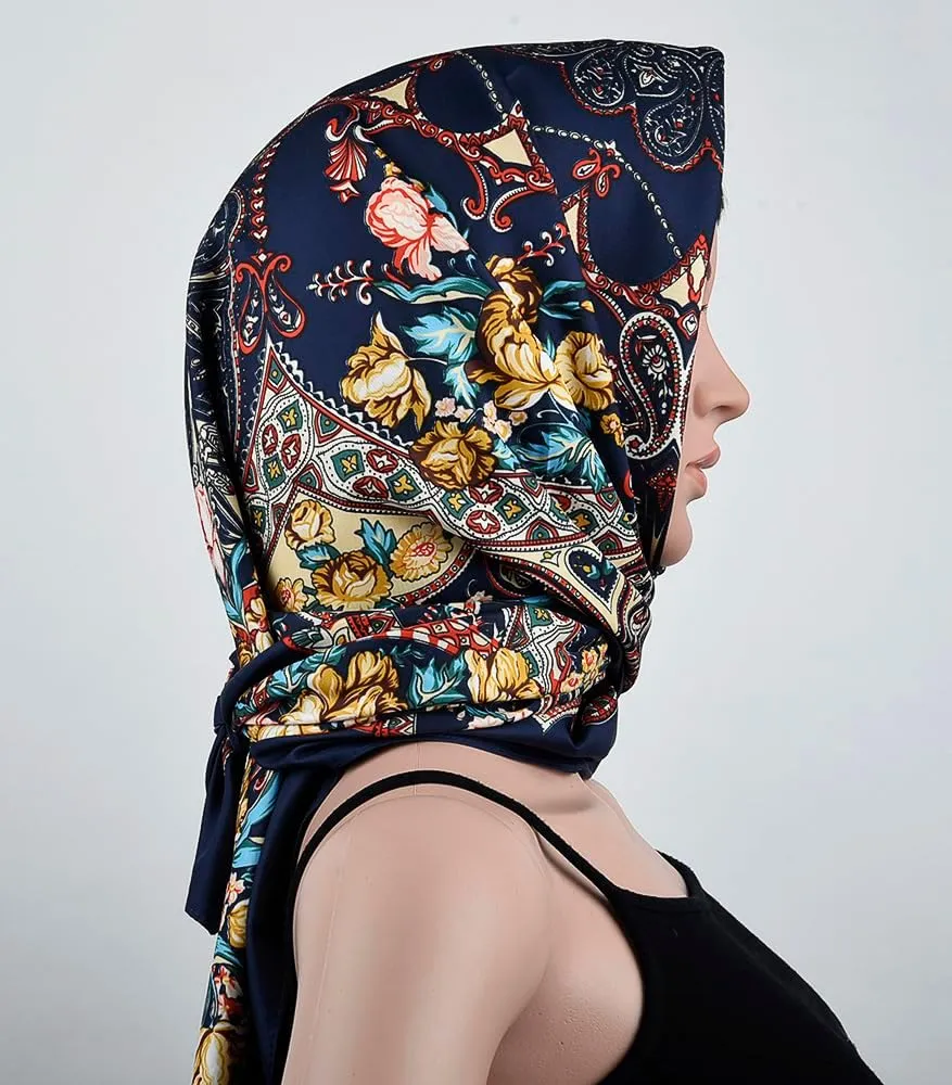 corciova XL 40x40 Inch Extra Large Silk Satin Scarf Tops for Women Head Wraps Shirt Bandana Curly Hair Tie Headband Headscarf
