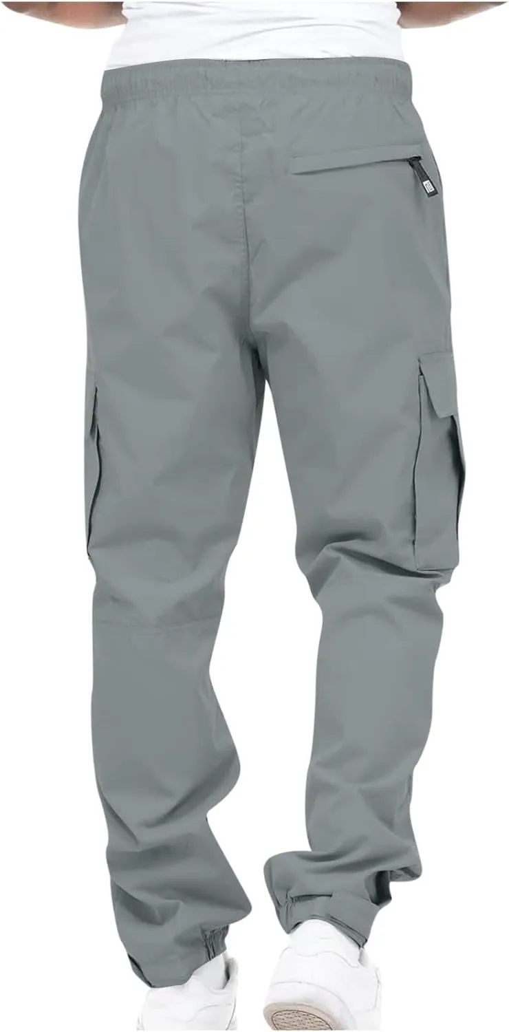 Cotton Men's Cargo Jogger Pants Elastic Multi Pockets Relax Drawstring Outdoor Daily Hiking Camping Activewear Travel