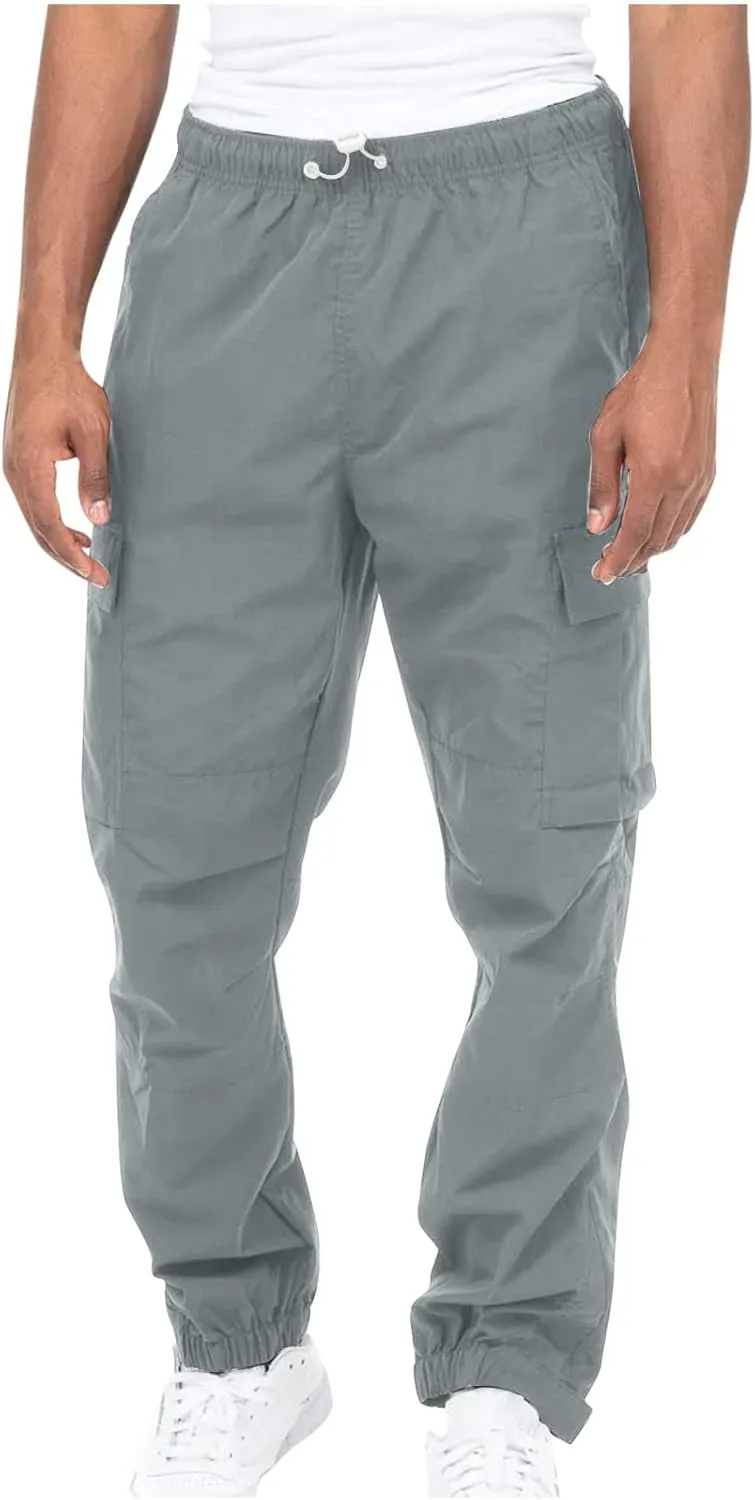 Cotton Men's Cargo Jogger Pants Elastic Multi Pockets Relax Drawstring Outdoor Daily Hiking Camping Activewear Travel