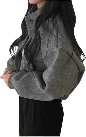 Cropped Sweater Coats for Women Winter Jackets Wool Blend Peacoat Oversized Button Down Sweaters Casual Jacket