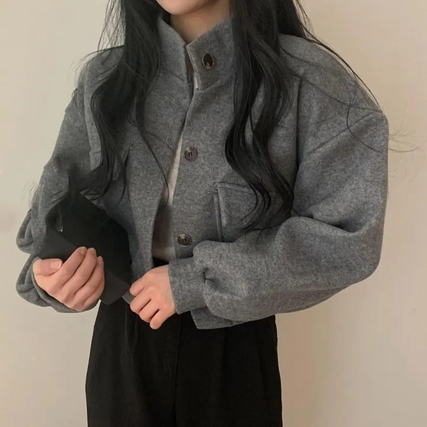 Cropped Sweater Coats for Women Winter Jackets Wool Blend Peacoat Oversized Button Down Sweaters Casual Jacket