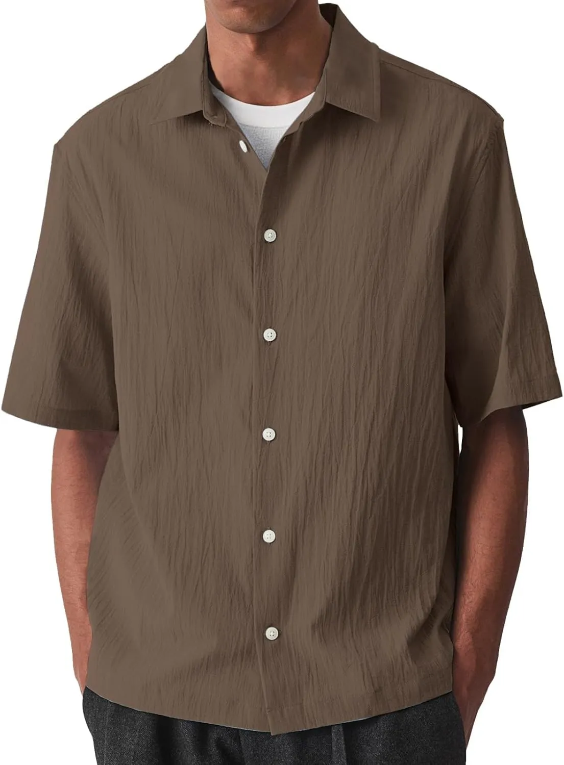 Cuban Linen Shirts for Men Short Sleeve Button Down Shirt Quick Dry Breathable Summer Hawaiian Beach Vacation Tops