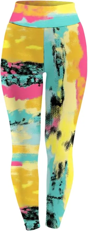 DASAYO Tie Dye Leggings for Women Fashion High Waist Tummy Control Full Length Yoga Pants Workout Fitness Activewear Leggings